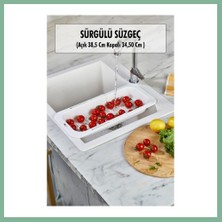 Bşk Virgo Lavoba Içi Sürgülü Açılır Kapanır Sebze Meyve Süzgeci Beyaz (Açık 38,5 cm Kapalı 34,50 cm ) BSK2026
