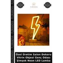 Floranova Özel Üretim Salon Dekoru Vitrin Objesi Genç Odası Şimşek Neon LED Lamba