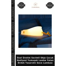 Floranova Özel Üretim Sevimli Obje Çocuk Hediyesi Yumuşak Lamba Yatan Ördek Tasarımlı Gece Lambası