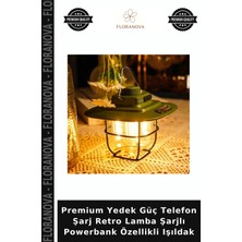 Floranova Premium Yedek Güç Telefon Şarj Retro Lamba Şarjlı Powerbank Özellikli Işıldak