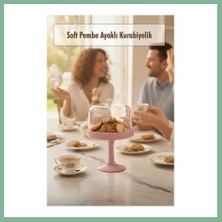 Bşk Virgo Soft Pembe Akrilik Ayaklı Kurabiyelik & Kapaklı Sunum Standı - 2 Parça BSK2026