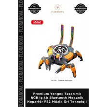 Floranova Premium Yengeç Tasarımlı Rgb Işıklı Bluetooth Mekanik Hoparlör F52 Müzik Gri Teknoloji
