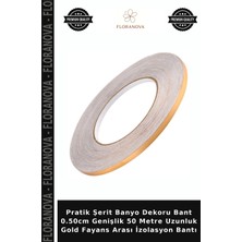 Floranova Pratik Şerit Banyo Dekoru Bant 0.50CM Genişlik 50 Metre Uzunluk Gold Fayans Arası Izolasyon Bantı