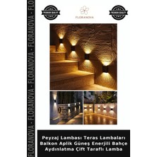 Floranova Peyzaj Lambası Teras Lambaları Balkon Aplik Güneş Enerjili Bahçe Aydınlatma Çift Taraflı Lamba