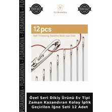 Floranova Özel Seri Dikiş Ürünü Ev Tipi Zaman Kazandıran Kolay Iplik Geçirilen Iğne Seti 12 Adet