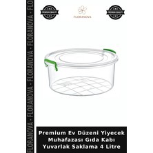 Floranova Premium Ev Düzeni Yiyecek Muhafazası Gıda Kabı Yuvarlak Saklama 4 Litre