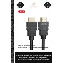 Floranova 5 Metre HDMI 4K Dijital Veri Aktarım Bağlantı Kablosu Pc Bağlantısı Ekran Aktarımı Görüntü Aktarıcı
