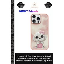 Floranova iPhone 16 Pro Max Uyumlu Köpek Desenli Silikon Kılıf 3D Hayvan Motifli Telefon Koruması Cep Kılıfı