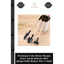 Floranova Premium Fide Dikim Peyzaj Aracı Çiçek Bakımı Mini Ahşap Hobi Bahçe Seti 3 Adet