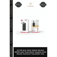 Floranova 22.5W Hızlı Şarjlı Dijital Ekranlı 60000 Mah Powerbank Seyahat Aleti Günlük Kullanım Taşınabilir Güç