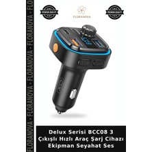 Floranova Delux Serisi BCC08 3 Çıkışlı Hızlı Araç Şarj Cihazı Ekipman Seyahat Ses