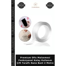 Floranova Premium Ofis Malzemesi Fonksiyonel Kolay Kullanım Çift Taraflı Nano Bant 2 Metre