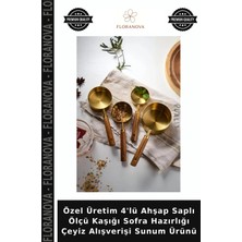Floranova Özel Üretim 4'lü Ahşap Saplı Ölçü Kaşığı Sofra Hazırlığı Çeyiz Alışverişi Sunum Ürünü