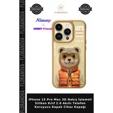 Floranova iPhone 15 Pro Max 3D Nakış Işlemeli Silikon Kılıf 2.0 Akıllı Telefon Koruyucu Kapak Cihaz Kapağı