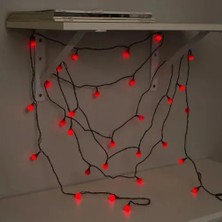 TCX Kırmızı Mini Top Işık 5m 28 LED Fişli Siyah Kablo