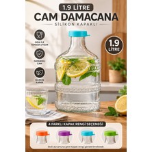 Karawent Home 1.9 Litre Silikon Kapaklı Cam Damacana Sürahi – Oval Cam Şişe, Su Meyve Suyu ve Soğuk Içecek Servis Kabı