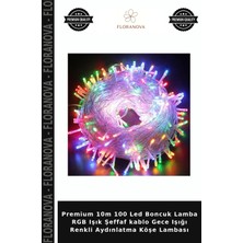 Floranova Premium 10M 100 LED Boncuk Lamba Rgb Işık Şeffaf Kablo Gece Işığı Renkli Aydınlatma Köşe Lambası