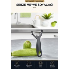 Viracasa Sapan Tipi Soyacak Paslanmaz Çelik Bıçaklı Ergonomik Meyve Sebze Patates Soyacağı Siyah