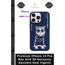 Floranova Premium iPhone 13 Pro Max Kılıf 3D Koruyucu Gözlüklü Kedi Figürlü