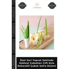 Floranova Özel Seri Yaprak Şeklinde Kokteyl Çubukları Çift Uçlu Dekoratif Çubuk Sofra Düzeni