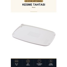 Viracasa Çift Taraflı Kesme Tahtası 25X37 cm Kaydırmaz Rendeleme Alanlı Taşma Önleyici Kesim Beyaz