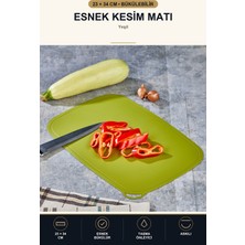 Viracasa Esnek Kesim Matı 23X34 cm Bükülebilir Ince Kesme Tahtası Askılı Taşma Önleyici Yeşil