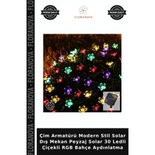 Floranova Çim Armatürü Modern Stil Solar Dış Mekan Peyzaj Solar 30 Ledli Çiçekli Rgb Bahçe Aydınlatma