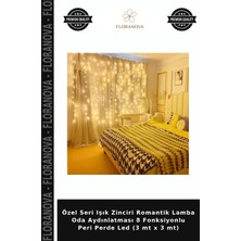 Floranova Özel Seri Işık Zinciri Romantik Lamba Oda Aydınlatması 8 Fonksiyonlu Peri Perde LED (3 mt x 3 Mt)