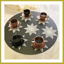 Bezos 6 Lı Dantel Kahve Sunumluğu 15X15 cm Asorti Desenli Dekoratif Bardak Altlığı Bcks