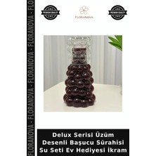 Floranova Delux Serisi Üzüm Desenli Başucu Sürahisi Su Seti Ev Hediyesi Ikram
