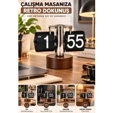 Azurtech Auhma Adm2 Retro Ahşap Tabanlı Sayfa Çevirme Masa Saati – Vintage Flip Clock 21X17,5X11,5 cm