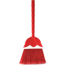 F327 Lale Süpürge 60 cm No:3 Uzun Saplı Bahçe Balkon Ofis El Süpürgesi Toz ve Çöp Süpürücü Kırmızı