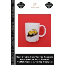 Floranova Özel Üretim Sarı Vosvos Tasarım Kupa Bardak Taşıt Desenli Mutfak Gereci Arkadaş Hediyesi