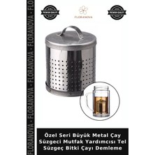 Floranova Özel Seri Büyük Metal Çay Süzgeci Mutfak Yardımcısı Tel Süzgeç Bitki Çayı Demleme
