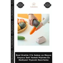 Floranova Özel Üretim 3'lü Sebze ve Meyve Soyucu Seti Yemek Pişirme Ev Hediyesi Yiyecek Hazırlama
