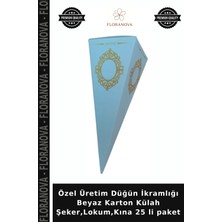 Floranova Özel Üretim Düğün Ikramlığı Beyaz Karton Külah Şeker,lokum,kına 25 Li Paket