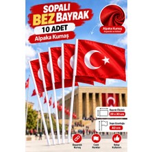 ArtMaster Sopalı Bez Bayrak 20X30 cm 10 Adet Saplı Bayrak Ay Yıldız Plastik Çıtalı 20*30 Bez Bayrak Mill Bayram Kutlama