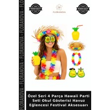 Floranova Özel Seri 4 Parça Hawaii Parti Seti Okul Gösterisi Havuz Eğlencesi Festival Aksesuarı
