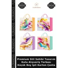 Floranova Premium Stil Sahibi Tasarım Kutu Alışveriş Torbası Küçük Boy Ipli Karton Çanta