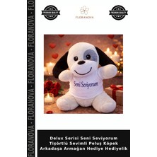 Floranova Delux Serisi Seni Seviyorum Tişörtlü Sevimli Peluş Köpek Arkadaşa Armağan Hediye Hediyelik