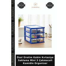 Floranova Özel Üretim Kabin Kırtasiye Saklama Mini 3 Çekmeceli Komidin Organizer