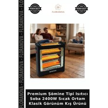 Floranova Premium Şömine Tipi Isıtıcı Soba 2400W Sıcak Ortam Klasik Görünüm Kış Ürünü