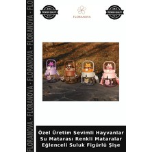 Floranova Özel Üretim Sevimli Hayvanlar Su Matarası Renkli Mataralar Eğlenceli Suluk Figürlü Şişe