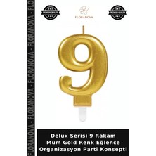 Floranova Delux Serisi 9 Rakam Mum Gold Renk Eğlence Organizasyon Parti Konsepti