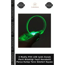 Floranova 3 Modlu Pilli LED Işıklı Esnek Parti Bilekliği Yeşil Hareketli Parça Kulüp Tarzı Gösteri Eşyası