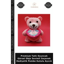Floranova Premium Tatlı Oyuncak Görsel Obje Sevimli Seçenek Hediyelik Pembe Kutulu Ayıcık
