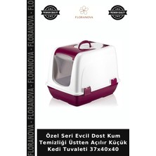 Floranova Özel Seri Evcil Dost Kum Temizliği Üstten Açılır Küçük Kedi Tuvaleti 37X40X40