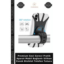 Floranova Premium Gezi Gereci Pratik Aparat Mobil Bağlantı Silikon Esnek Bisiklet Telefon Tutucu