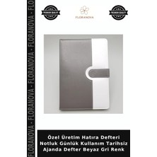 Floranova Özel Üretim Hatıra Defteri Notluk Günlük Kullanım Tarihsiz Ajanda Defter Beyaz Gri Renk