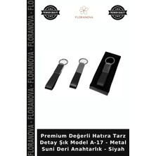 Floranova Premium Değerli Hatıra Tarz Detay Şık Model A-17 - Metal Suni Deri Anahtarlık - Siyah